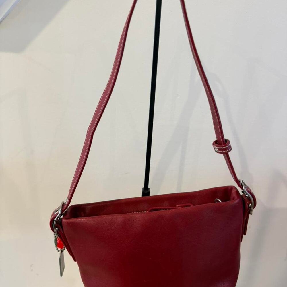Vintage coach red leather shoulder